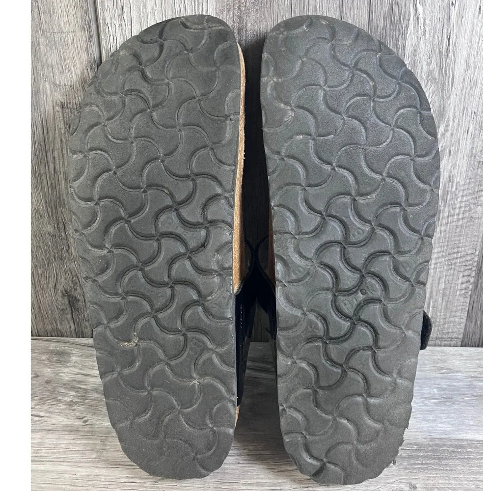 Birkenstock Gizeh Black Patent Sandals EU 38 US Women 7 Thong T-Strap Cork
